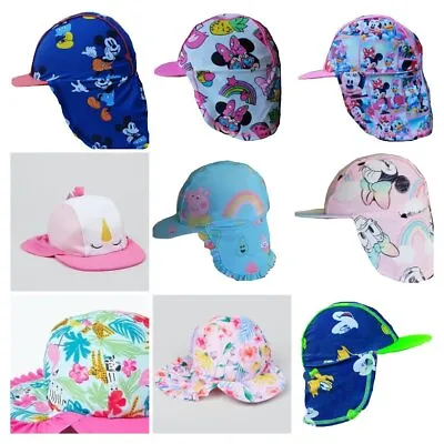 Baby Toddlers Keppi Sun Protection Hat Swim Holiday Minnie Peppa Unicorn Mickey • £6.89