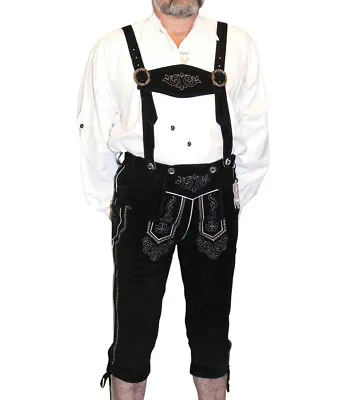 Black Leather Bundhosen Lederhosen Short Pants German Oktoberfest Sz 32  To 56  • $149