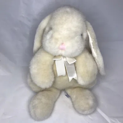 Vintage Mary Meyer Bunny Rabbit Stuffed Plush Creme Colored Satin Ears & Ribbon • $11.99