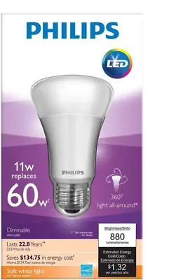 LOT OF 6 -Philips 11-watt A19 LED Household Dimmable Light Bulb Soft White • $59.99