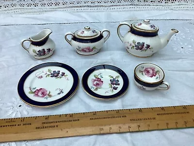 Coalport Miniature Cup Saucer Plate Teapot Milk Lidded Sugar Set Titania Pattern • £35