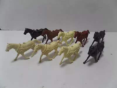 9 Original Marx Playset Wagon Horses - Brown Black & Cream Colors • $50