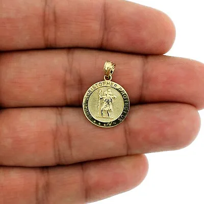 Real 10K Yellow Gold Saint Christopher Pendant 10KT Gold Charm Men Women • $119.99