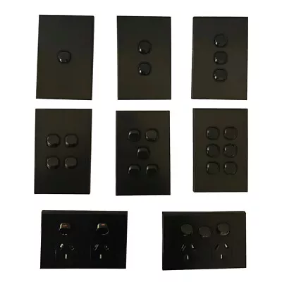 3A AU 1 2 3 4 5 6 Gang Wall Switch & Powerpoints - Black - Slim - SAA • $13.95