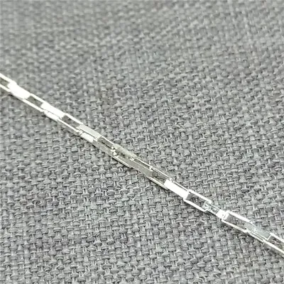 Sterling Silver Rectangle Cable Chain 925 Silver Diamond Cut Bead Chain Necklace • £13.58