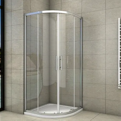 Walk In Quadrant Shower Enclosure And Tray Corner Cubicle Glass Screen Riser Kit • £138