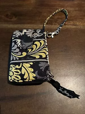 Vera Bradley All In One Wristlet Mini Bag Wallet Baroque Pattern Yellow Black • $9.99