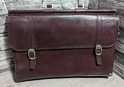 READ Vintage Reddish Brown Leather(?) Briefcase Attache Bag Portfolio Pack • $26.95