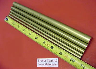 5 Pieces 1/4 3/8 1/2 & 5/8  360 BRASS SOLID ROUND ROD 10.5  Long Bar Stock New • $34.05