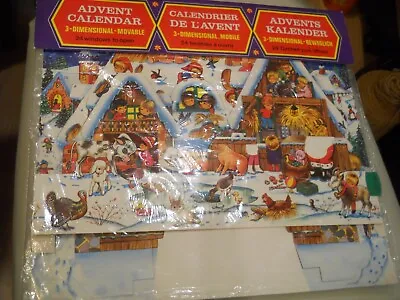 Vintage Gemo Christmas Advent Calendar 3D Pop Out Denmark 16.5 X13 -farm Animals • $10.99