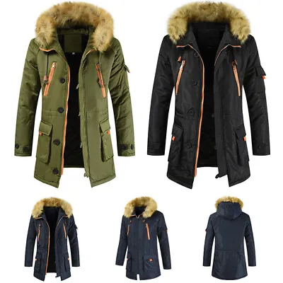 Men Padded Bubble Fur Hooded Parka Parker Winter Warm Hoodies Lined Jacket Coat • $10.59