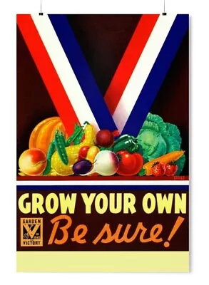 WW2 Victory Garden Poster 24x36 Inches | WWII US American Memorabilia Wall Art  • $59.95