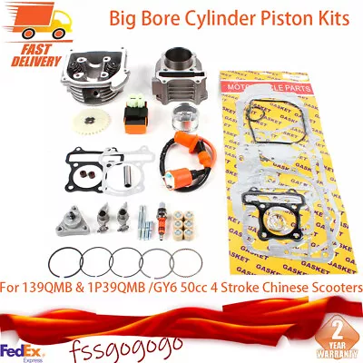 100cc 1P39QMB 139QMB 50mm GY6 Scooter Moped Big Bore Cylinder Piston Kits  • $56.05