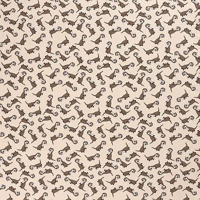 Beige Otters Childrens Stretch Cotton Jersey Fabric  Fabric Dressmaking Material • £5.95