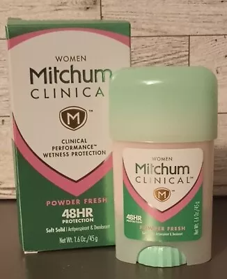 Mitchum Women Clinical Powder Fresh AntiPerspirant Deodorant Soft Solid 1.6oz • $14.95