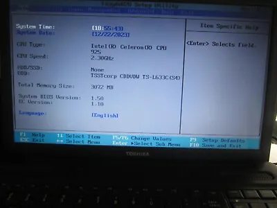 Toshiba Satellit C655-S5132 LAPTOP 3GBRAM NoHD BOOTStoBIOS SCREEN INTACT - PARTS • $33