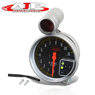 $39.99 • Buy Universal 5  Carbon Fiber Face Tachometer 11K RPM Tach Gauge W/ Red Shift Light