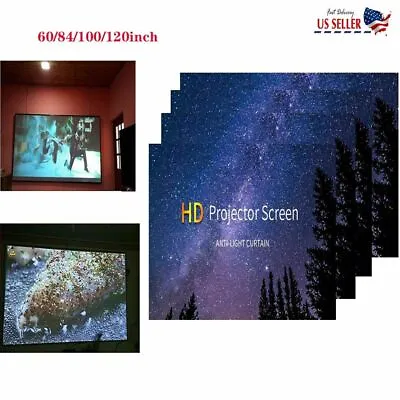 60-120'' 3D Anti-light Curtains Projector Screen Projection Home Cinema Theater • $14.21