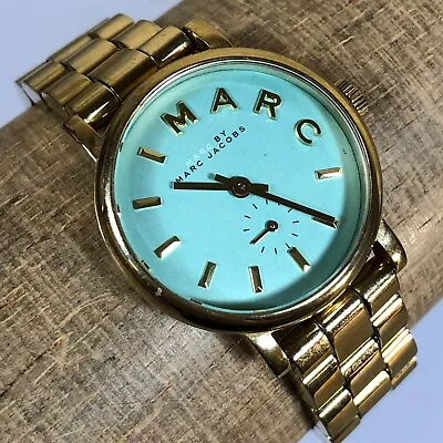 Marc By Marc Jacobs MBM3284 Womens Baby Blue Dial Gold Tone Quartz Watch • $38.28