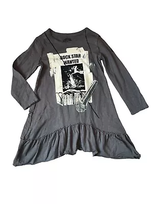 Mini Shatsu Girls Rock Star Wanted Microphone Long Sleeve Ruffle Dress 6 • $19.99