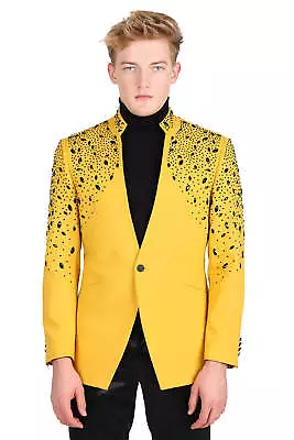 BARABAS Men's Luxury Rhinestone Lapel Collar Designer Blazer BL3080 • $358