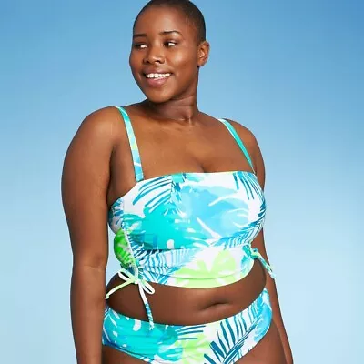 Juniors' Plus Size Longline Side-Cinch Bandeau Bikini Top - Xhilaration 14W • £3.39