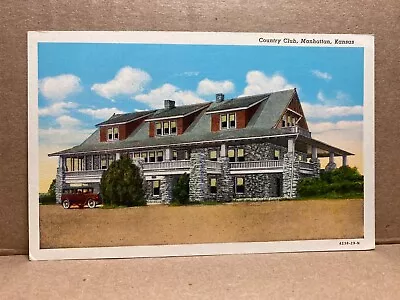 Country Club Manhattan Kansas Linen Postcard No 1225 • $4.80