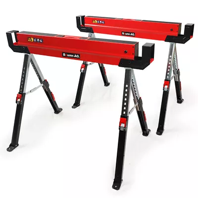 $281.34 • Buy BAUMR-AG 2 X Steel Saw Horse, Folding Height Adjustable Sawhorse, 1180kg