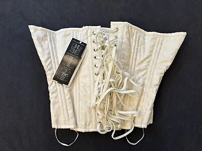 Vintage Goth Corset Womens 28 Ivory Solid Cosplay Steampunk Front Lace • $34