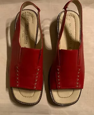 Sally  O'hara Ladies All Leather Red Sandles Size 39 New • £25