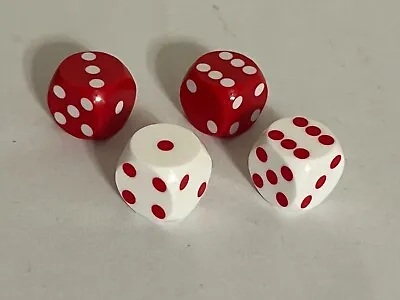 (4 PC) Precision Backgammon Dice - 16mm (5/8in) - Red W/white & White W/ Red • $25.95