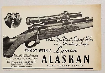 1946 Print Ad Lyman Alaskan Rifle Scopes Made In MiddlefieldConnecticut • $7.98