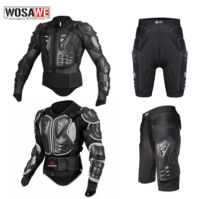 WOSAWE Adult Race Motorcycle Long Sleeve Armor Jacket Hip Protective Shorts Gear • $32.26