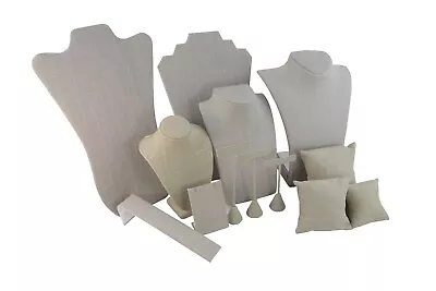 £8.99 • Buy Grey Linen Jewellery Displays For Pendants, Necklaces, Earrings, Bracelets Etc