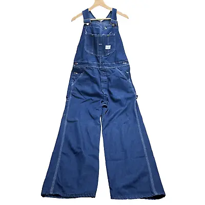 Vintage Sears Overalls Men's 36X32 Blue Denim Dark Wash Coveralls USA Made 90s • $34.95