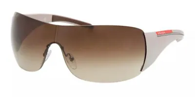 $599.95 • Buy RARE New PRADA Sport Grey Beige Brown Shield Wrap Sunglasses SPS 02L PS 02LS O2L