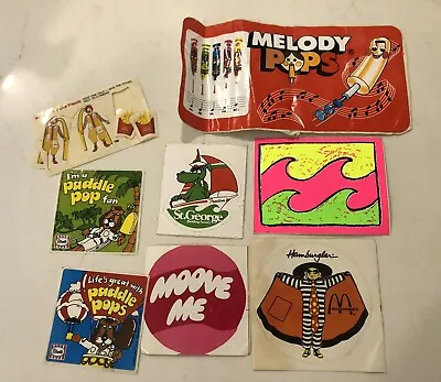 1980s Vintage Advertising Stickers Paddle Pops St George Billabong McDonalds • $29.95