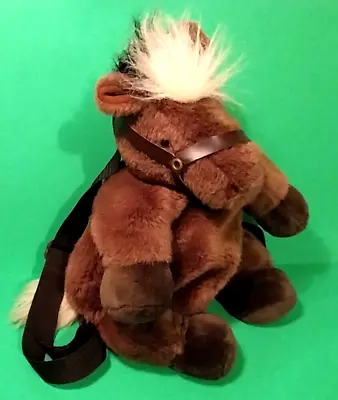 Vtg Mango Horse Kids Backpack 18  X 11  Zipper Pony Plush Stuffed Animal Alaska • $44.84