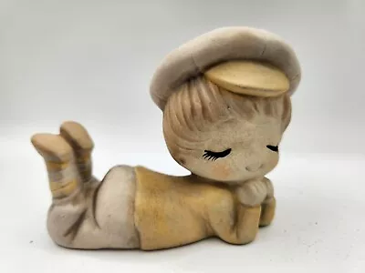 Vintage UCTCI Japan Young Relaxing Boy Mid-Century Stoneware Figure • $15