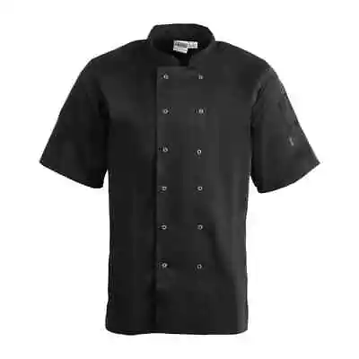 Black Chef Jacket Unisex Vegas Short Sleeve Professional Kitchen Uniform • £19.95