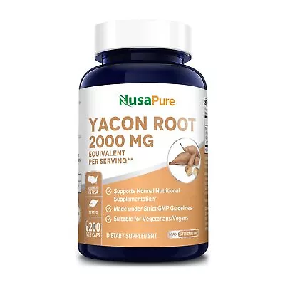 NusaPure Yacon Root Extract 2000mg 200 Vegetarian Extract 4:1 Non-GMO • $28.39