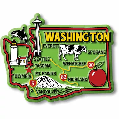 Washington Colorful State Magnet By Classic Magnets 3.3  X 2.6  • $7.99