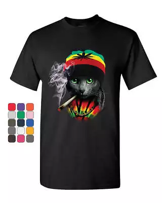 Rasta Cat T-Shirt Smoking Joint 420 Jamaica Marijuana Pot Weed Mens Tee Shirt • $25.95