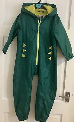 £5.99 • Buy Boys Puddle Suit Dinosaur Age 5-6 Yrs Girls All In One Green Lined Coat Matalan