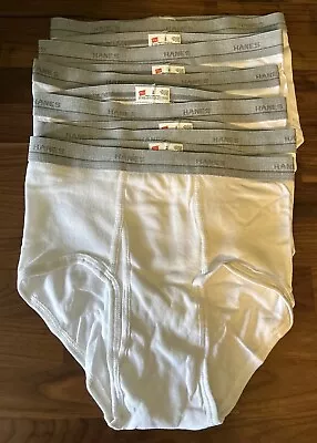 VINTAGE LOT OF 6 Hanes Cotton Mens Briefs White Size MED 34 NEW • $69.30