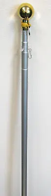 $34.88 • Buy 8 Ft Aluminum Telescoping Indoor Flag Pole Gold Ball Top (No Base)