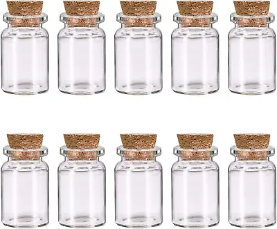 10 Pcs Small Glass Bottles With Cork Lids Mini Glass Bottles With Stoppers Jars • £7.06