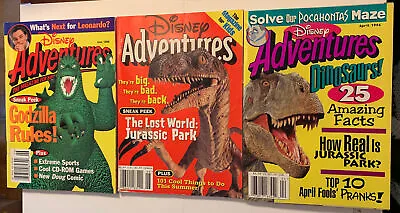 Disney Adventures Magazine Lot 3 Dinosaurs Issues June 1998 June 1997 April 1996 • $21.99