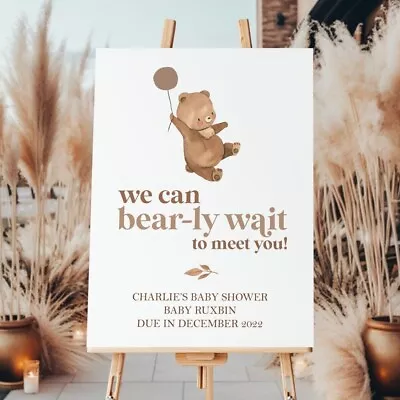 Bear Welcome To My Baby Shower Sign Poster In Pink Blue Yellow Or Brown (BE2) • £4.75