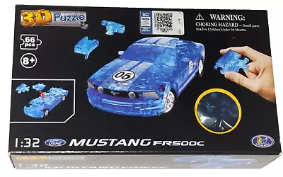 3D Puzzle FORD MUSTANG FR500C 1:32 Scale Clear Blue Plastic Jigsaw Model Car Fun • $17.99